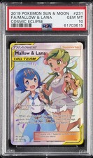 2019 POKEMON SUN & MOON COSMIC ECLIPSE #231 FULL ART/MALLOW & LANA PSA 10