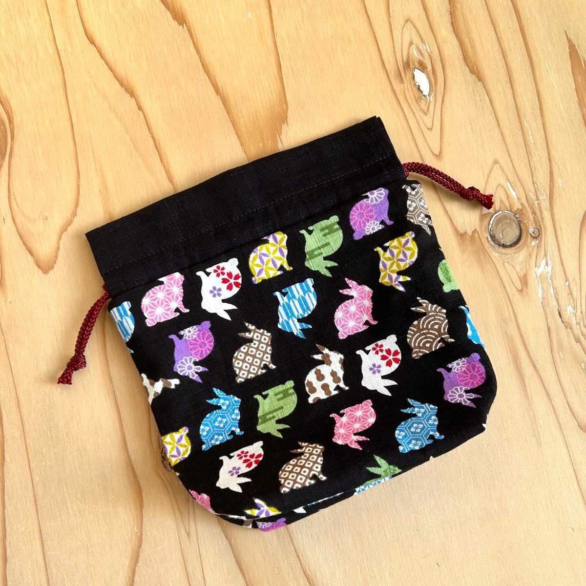 Japanese pattern drawstring bag rabbit - image 5