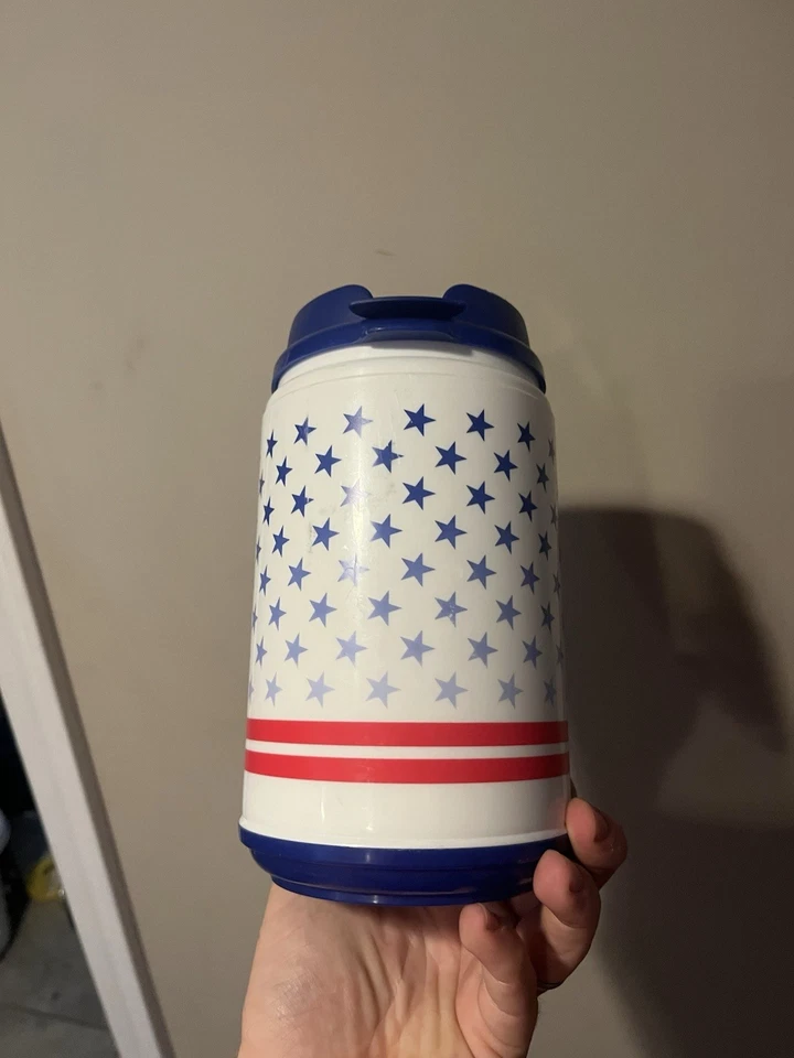 Victoria's Secret Pink Water Bottle Chug Mug Americana Red White Blue Flag 24 oz - Image 2 of 4