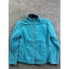Ski-Doo BRP Fleece Jacket Womens Large Turquoise Blue Snowflake Embroidered Zip