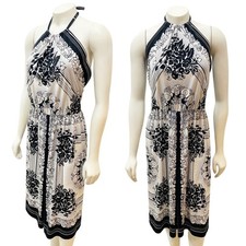 Parade Black and White Halter Floral Vintage Dress Open Back Sz 4