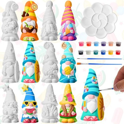 6 Pcs Summer Ceramics to Paint Ready to Paint Your Own Gnome Statues 5.12 Bea...
