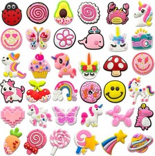 36-Piece Cute Pink Croc Charms for Girls Kids Kawaii TTS, 36 Pcs