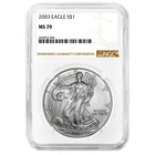 2003 $1 1-oz American Silver Eagle NGC MS70 Brown Label
