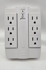 Globe 6 Outlet Surge Protector Wall Adapter Power Tap 15A 125V Grounded Home Off