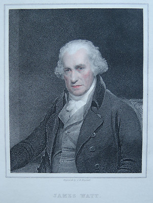 JAMES WATT 19th C HAND COLORED ENGRAVING by C.E. WAGSTAFF