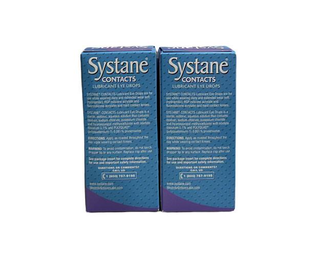 2 Boxes Alcon Systane Lubricant Eye Drops For Contacts 0.4 oz ea, Soft & RGP