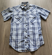 Wrangler Pearl Snap Western Shirt Men's S Blue Gray Plaid