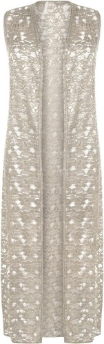 Women's Plus Size Floral Lace Open Long Sleeveless Top Cardigan - Picture 5 of 25