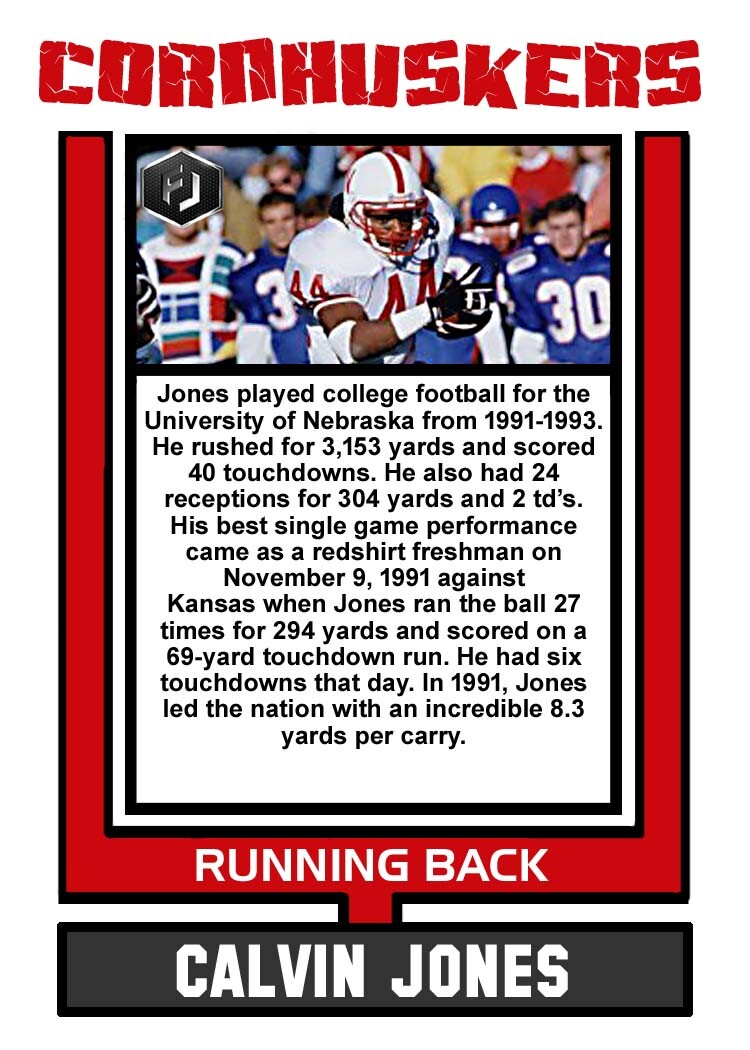 ACEO CALVIN JONES NEBRASKA CORNHUSKERS CUSTOM HAND MADE ART CARD eBay
