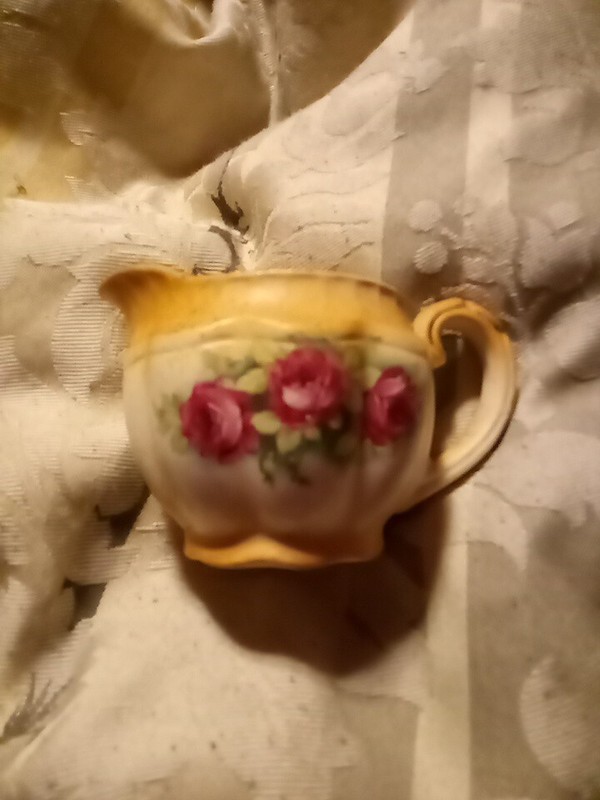 Vintage Creamer Pitcher Hand Painted with Roses - Czechoslovakia