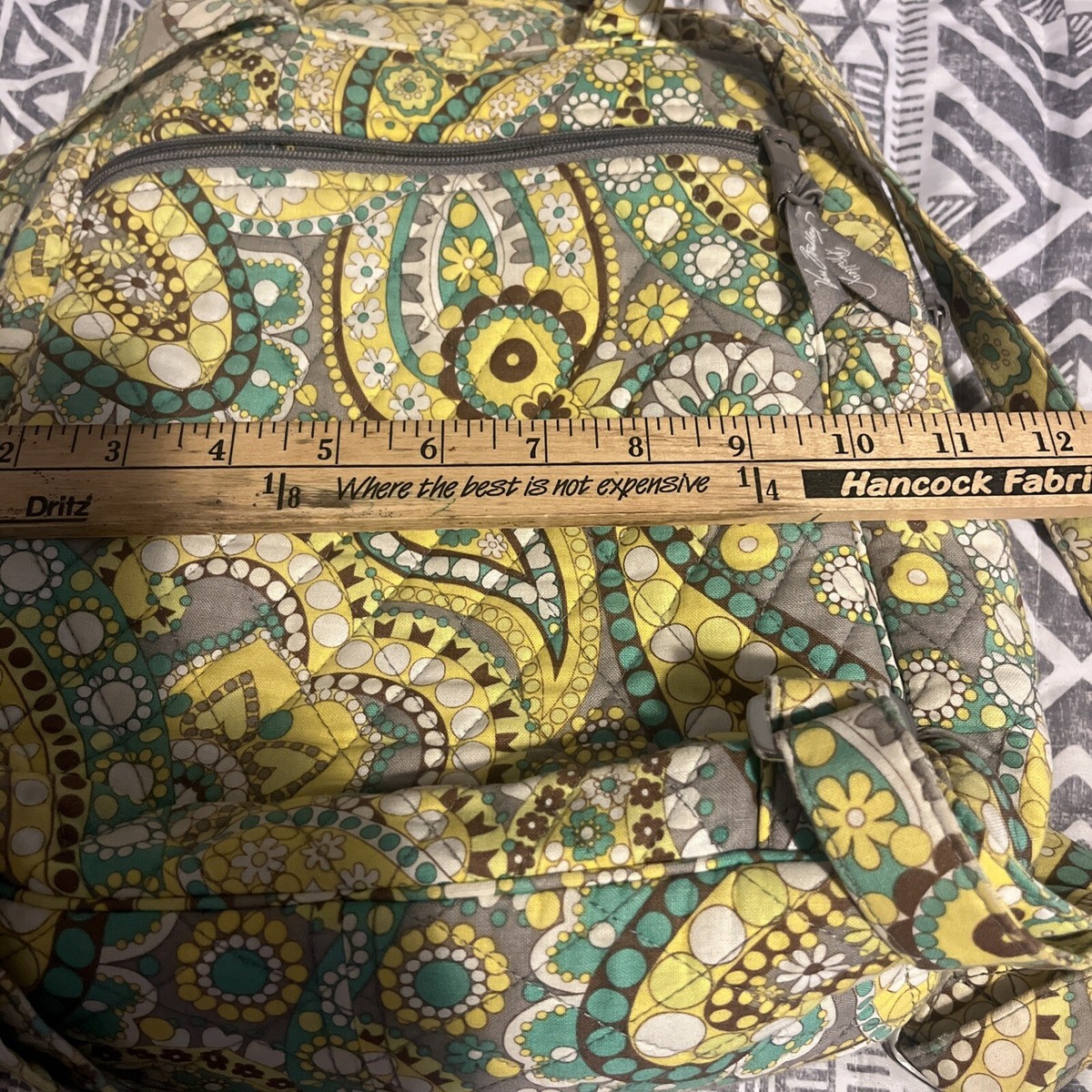 Vera Bradley Quilted Floral Backpack in Yellow, Brown & Turquoise Vera Bradley Quilted Floral Knapsack - Yellow | Mercari main image 3