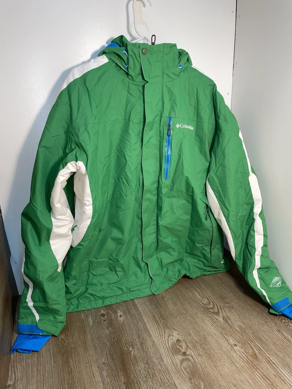 Columbia Jacket Size XXL Green Blue White Full Zip Omni Heat Reflective