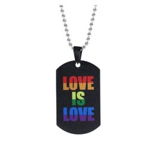 Collar Colgante Gay Lesbiana Arco Iris Orgullo Love is Love Acero Inoxidable