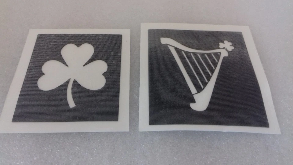Stencil Arpa e Trifoglio per Acquaforte Vetro Artigianato/Hobby Irlanda San Patrizio