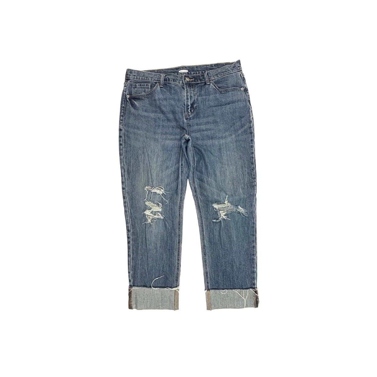 Old Navy Cuffed Boyfriend Distressed Women's size 10 Dark Wash