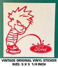 PEE ON FORD-FUNNY HUMOROUS PISS ON CAR ORIGINAL CLEAR VINYL DECAL STICKER
