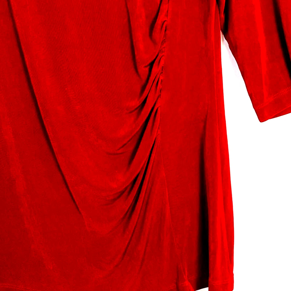 Top túnica pulóver manga 3/4 acanalada rojo oscuro Chico's Travelers talla 3 US XL Foto 3 de 4