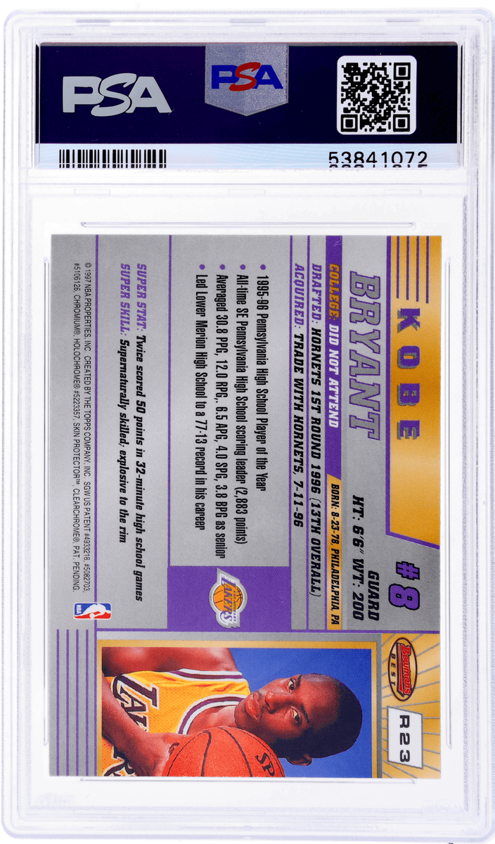 1996 Bowman's Best Kobe Bryant #R23 PSA 10 Rookie RC | eBay
