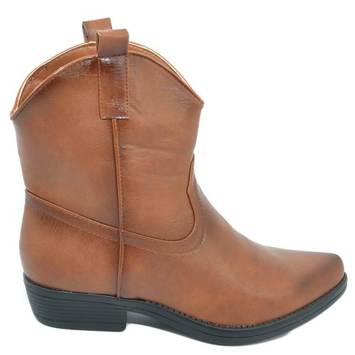 Stivaletti Camperos cuoio donna texani a punta tipo western marroni lisci  altezz | eBay