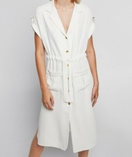 ZARA ECRU BUTTONED FLOWING SHIRT DRESS WITH BELT SIZE S