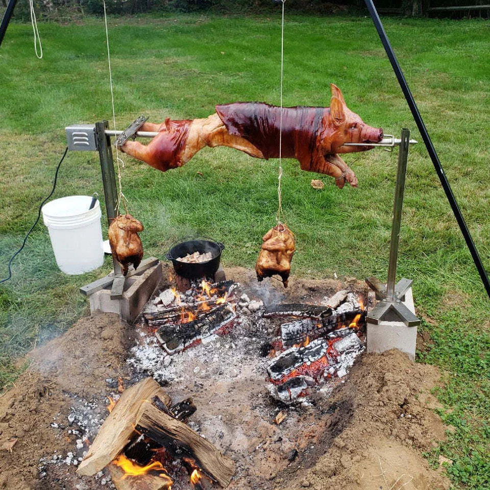 Ash & Ember 13W Tripod Rotisserie Roaster Stand, Rated 85 LB, Adjustable Height - Image 2 of 4