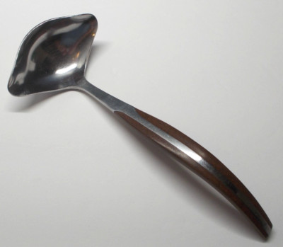 Vintage Eldan Flatware Stainless Steel Wood Handles Gravy Ladle 7''
