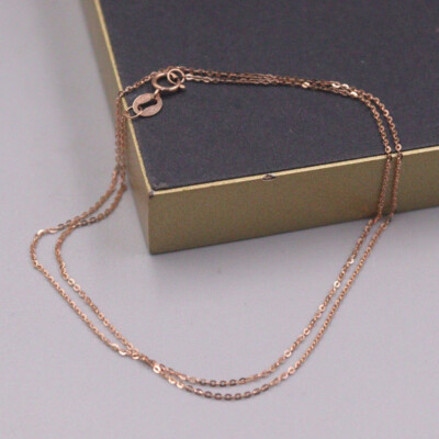 Real Au750 Pure 18K Rose Gold Chain 1mm Lucky O Link
