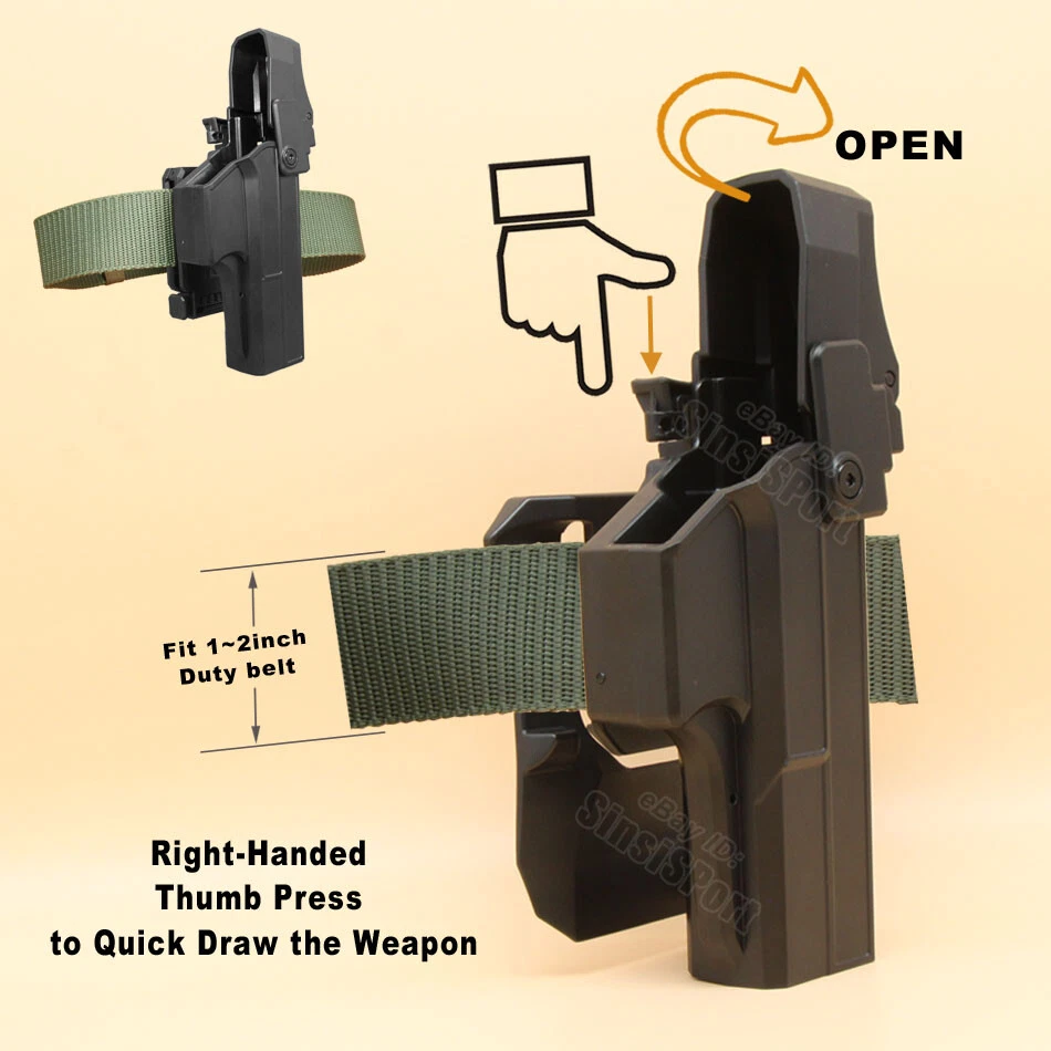 Level 3 III Police Duty Holster For Glock 17 17L 17M 22 31 Gen1-5 G31 Holster - Image 3 of 4