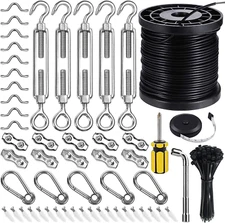 BLIKA Globe String Light Suspension Kit, Outdoor Guide 170FT, Black 