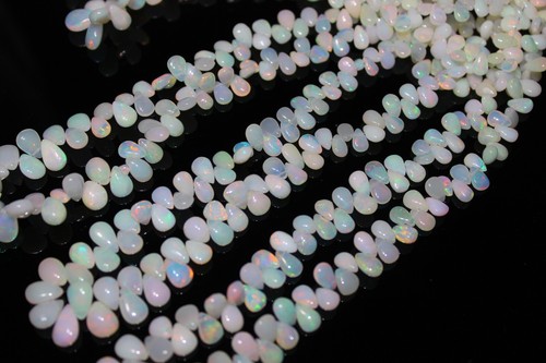 Opal Perlen - Natürlicher Äthiopischer Multi Opal Glatt Birne Briolette 5-10mm Edelstein - Bild 7 von 8