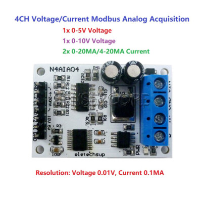4-20MA Voltage Current Analog Acquisition RS485 Module 9V 12V 24V Modbus RTU-