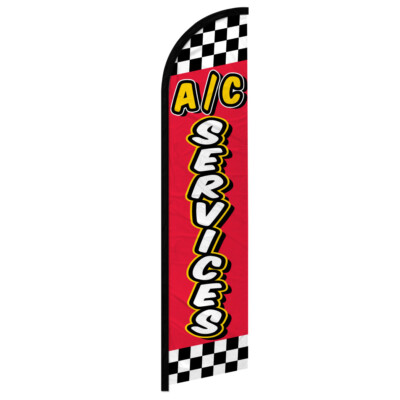 A/C Service Full Curve Windless Swooper Flag Mechanic RED