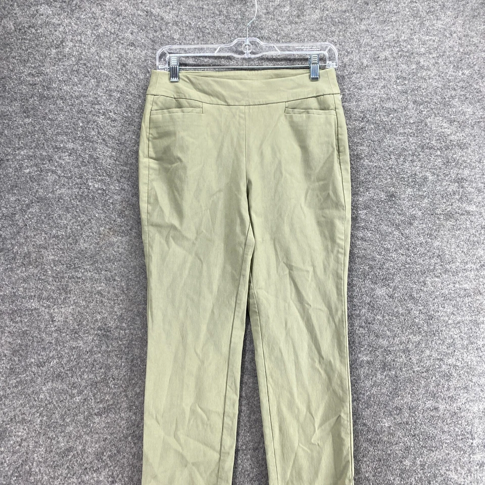 Pantalones Chico's para mujer 00 gris tiro medio frente plano ajustados bolsillos chinos Foto 3 de 4