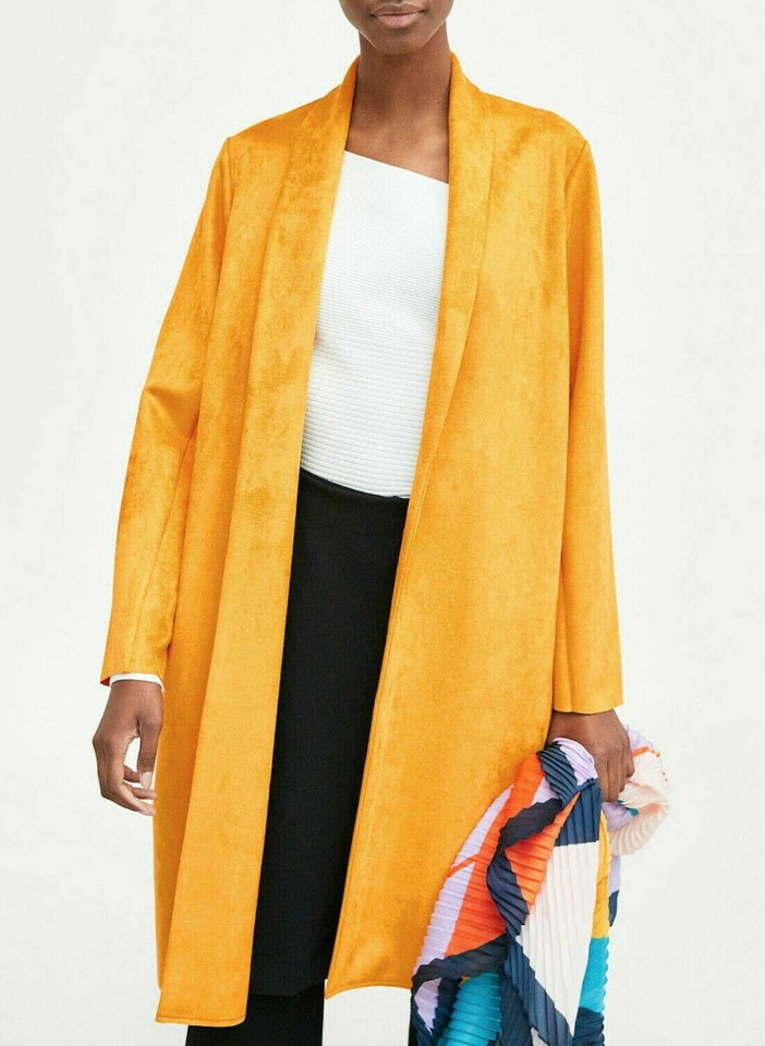 ZARA LONG COAT FAUX SUEDE LEATHER JACKET WRAP COAT size M MEDIUM NEW eBay