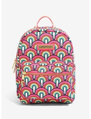 Loungefly Sanrio Retro Rainbow Backpack -‎ BoxLunch Exclusive (Rare Heart Logo) Loungefly Lisa Frank Logo Heart Detachable Rainbow Bag Mini  main image 2