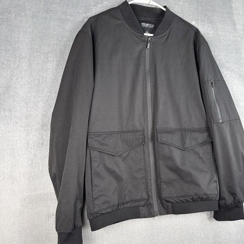 Awearness Kenneth Cole Black Men's Jacket Size XL Bomber Moto Techno - Picture 2 of 10