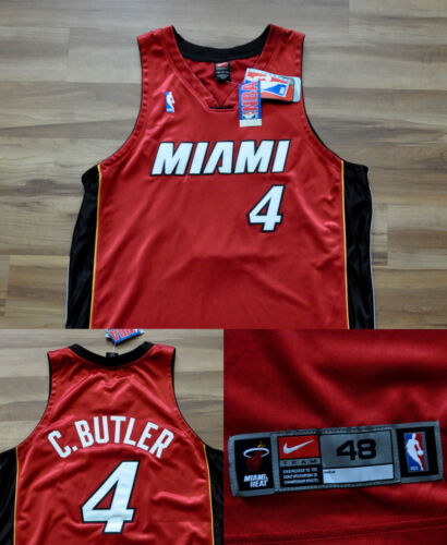 Caron Butler Miami Heat Nike Jersey Authentic Dri Fit NBA Red Sewn Men 48 XL NWT - Afbeelding 1 van 10