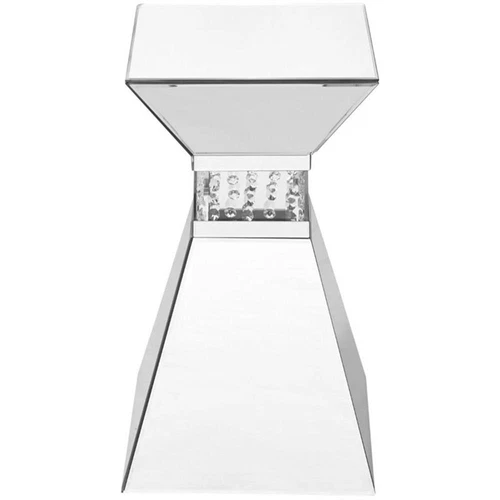 Elegant Decor Modern 20" Clear Crystal Mirrored Accent Pedestal End Table - Picture 3 of 6