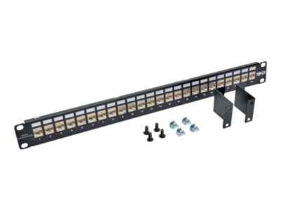 24-Port 1U Rack-Mount STP Shielded Cat6a Feedthrough Patch Panel w/90-Degree Dow