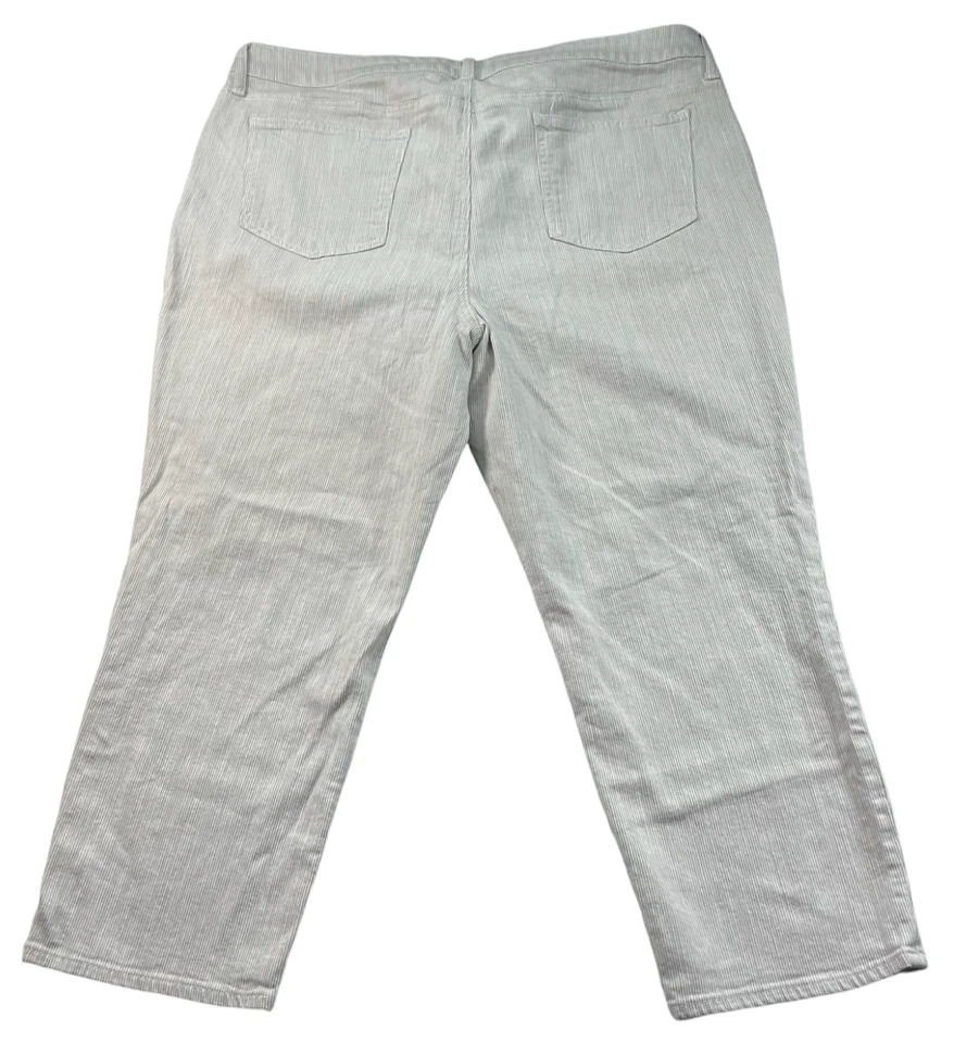 Брюки укороченные женские So Slimming размер 16 белые серые в полоску с карманами - Изображение 2 из 4