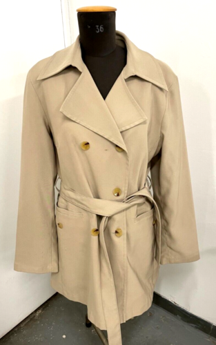 Jones New York Medium Trench Coat Khaki Double Breasted Beige Belted Vintage - Picture 1 of 7
