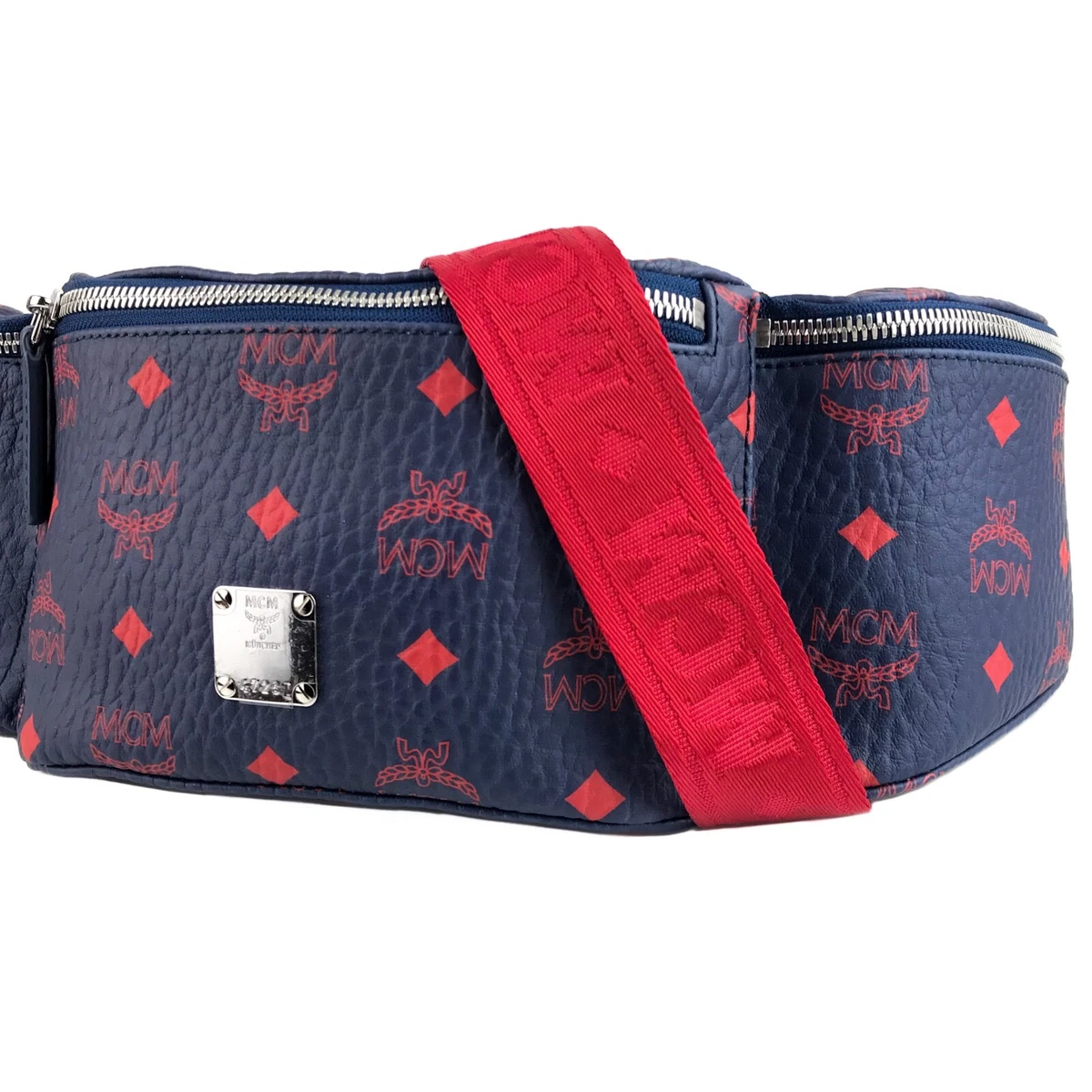 MCM Visetos Medium Fursten Belt Bag Blue 638349