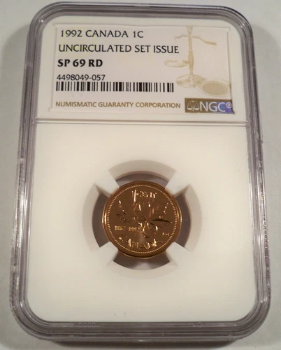 1992 1c CANADA NGC SP 69 RD CENT FROM THE UNCIRCULATED SET SP 69 RED