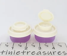 Tupperware Smidget (1 Oz) Salt & Pepper Shakers Purple white Tinietreasures