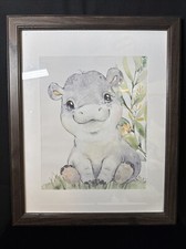 Nursery Hippo Picture Size 11x14 Solid Dark Wood