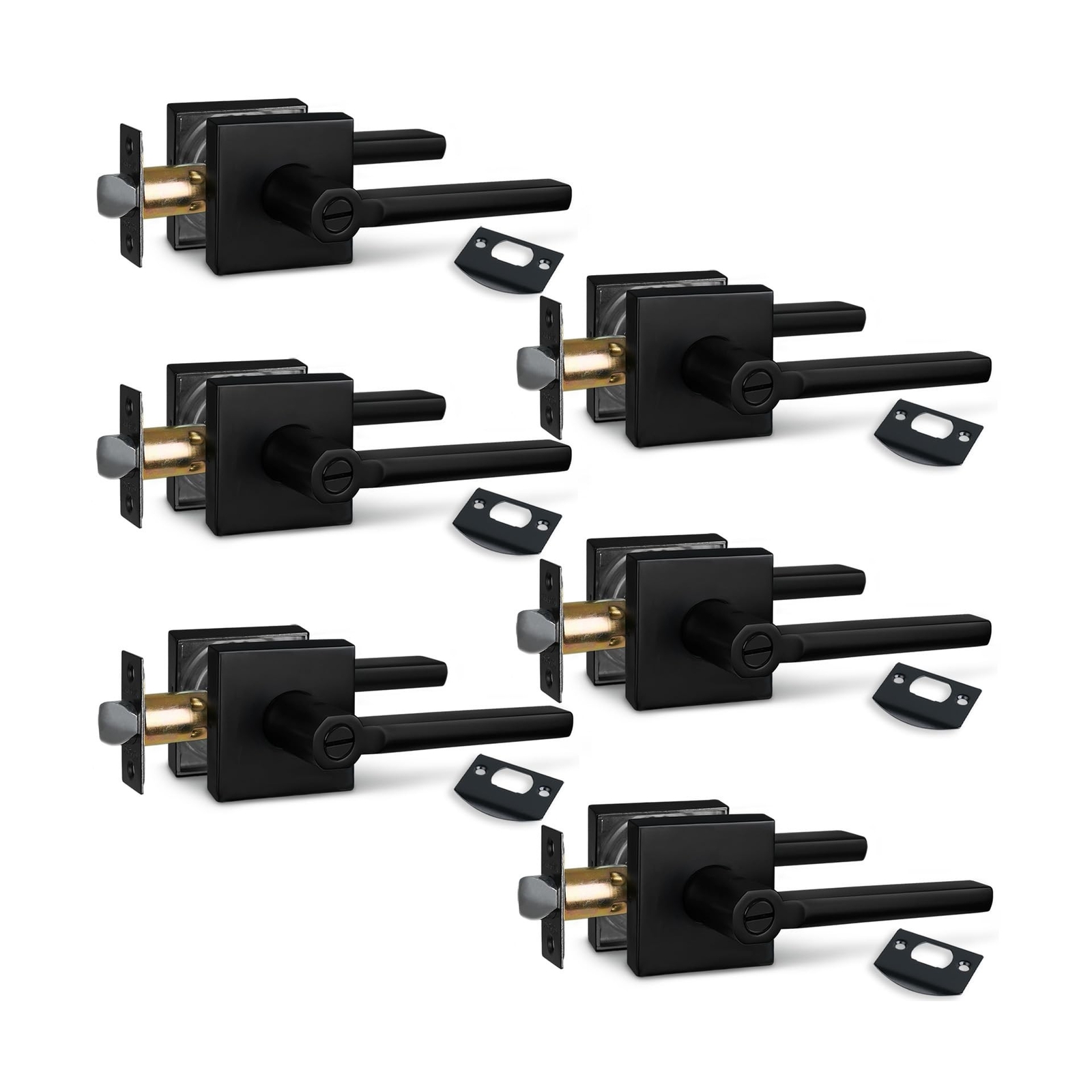 NEWBANG (6Pack) Bed/Bath Room Door Lever for Privacy Bathroom and Interior Do...