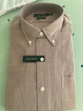 vintage ralph lauren brown oxford shirt 15 1/2 32,33 nwt