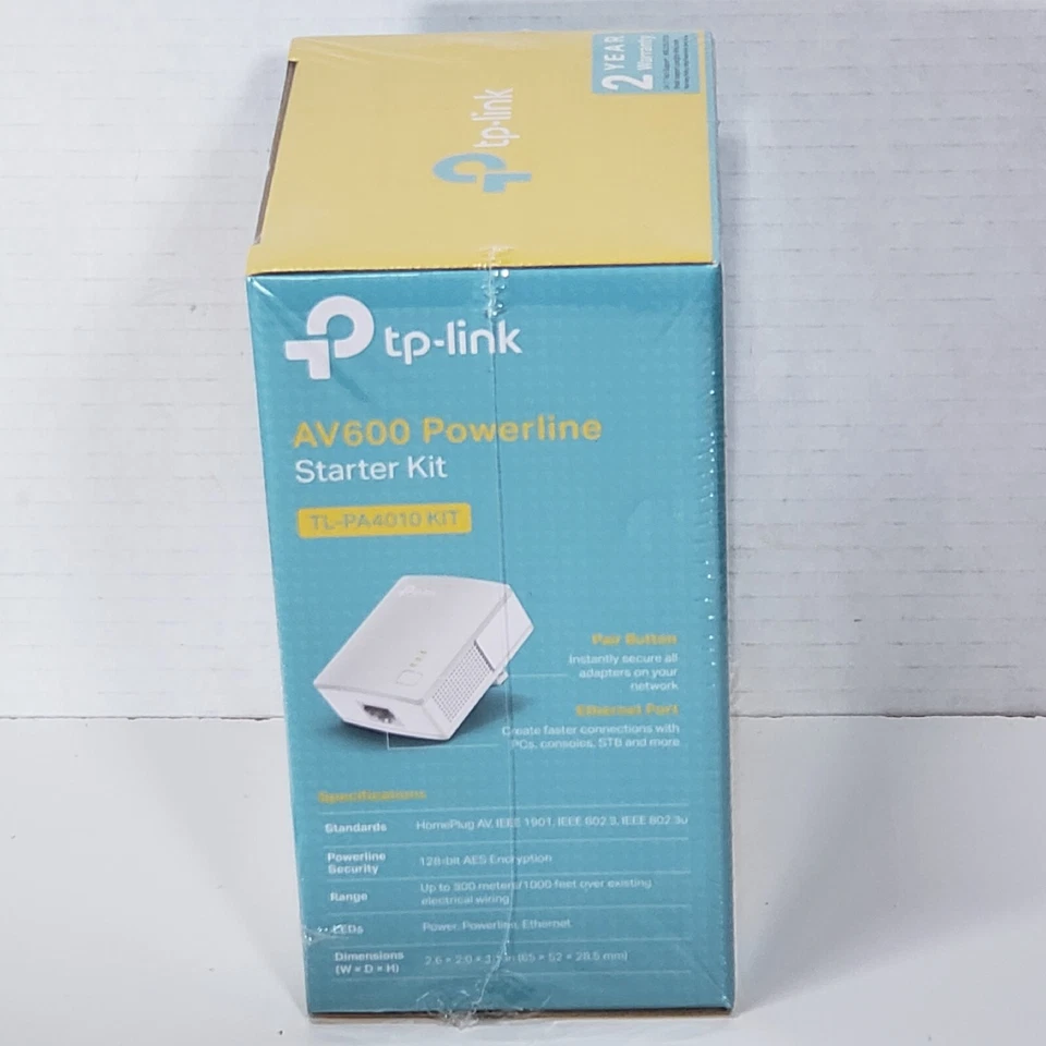 TP Link TL-PA4010 AV600 600Mbps Nano Powerline Ethernet Adapter Starter Kit New - Image 4 of 4