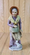 VINTAGE BISQUE ARTMARK WOMAN CAT FIGURINE 8" TALL MADE IN JAPAN